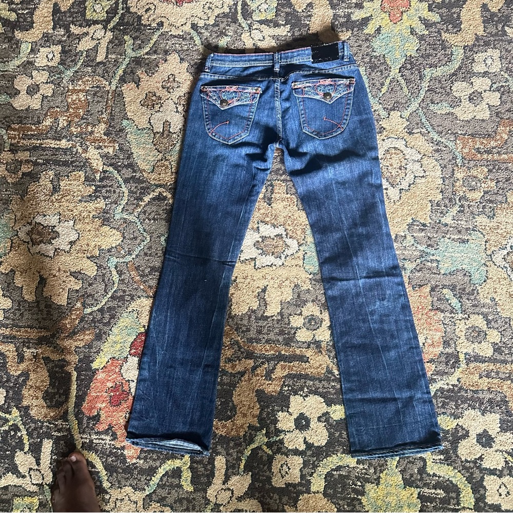 Apple Bottoms Blue Distressed Flare Jeans - Picture 2 of 4